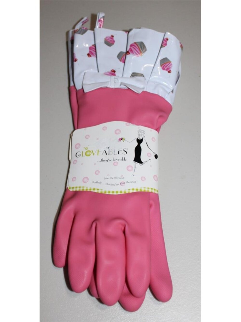 NEW Gloveables Cupcake Theme Pink Cleaning Gloves Bow Medium Gardening